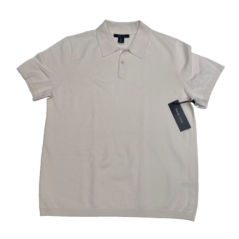 Mark Law Short Sleeve Textured Mesh Knit 3-Button Men's Polo Shirt Sz Large NWT